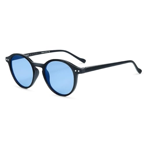 AVQXUY Retro Zirkular polarisierte Sonnenbrille Herren Damen Vintage Kleine runde Sonnenbrille Schutzbrille Shades, 002 Blaue Linse, von AVQXUY