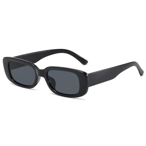 AVQXUY Vintage Schwarze Quadratische Sonnenbrille Frau Luxus Kleine Rechteckige Sonnenbrille Weiblicher Farbverlauf Klarer Spiegel,Schwarz von AVQXUY