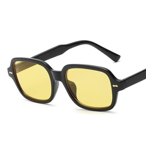 AVQXUY Vintage Square Sonnenbrille Frau Mode Retro Sonnenbrille Weiblich Gelb Spiegel Eyewear Gradient, schwarz gelb von AVQXUY