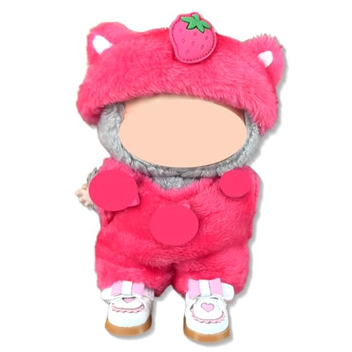 Das Kostüm ist ein 10 cm großes Plüschtier, eine rosa Puppe, 1 kleines Erdbeer-Stirnband + 1 kleiner Erdbeer-Overall, geeignet zum Sammeln, ein Kindergeschenk von AVRUYPI