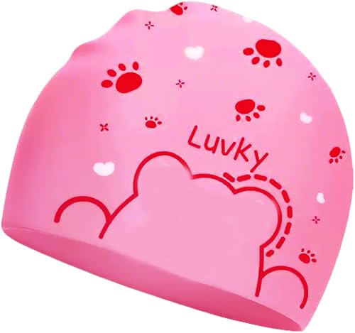 badekappe kinder badekappe mädchen Badekappe mit rosa Bärenmotiv von AVRUYPI