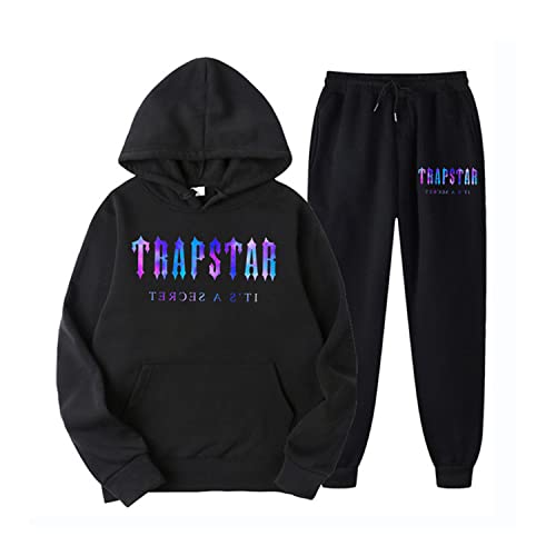 AVSMGP Tra-pstar Two-Piece Sportswear Hoodie for Men and Women with Letter Print + Sports Trousers,Unisex Tracksuit, Jogging Suit,Autumn Winter Hoodie + Trousers Set,D,L von AVSMGP