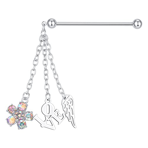 AVYRING 14G Industrial Piercing Bar Stab 38MM für Damen Herren Chirurgenstahl Anhänger Mix Stile Lange Knorpel Ohrpiercing Helix Ring Silber von AVYRING