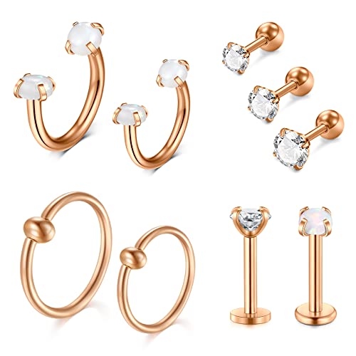 AVYRING 16G Knorpel Piercing Ohrstecker für Damen Herren Chirurgenstahl CZ Helix Stecker Piercing Hufeisen CBR Tragus Ohrpiercing Forward Helix Piercing Ohr-Rosegold von AVYRING