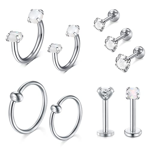 AVYRING 16G Knorpel Piercing Ohrstecker für Damen Herren Chirurgenstahl CZ Helix Stecker Piercing Hufeisen CBR Tragus Ohrpiercing Forward Helix Piercing Ohr-Silber von AVYRING