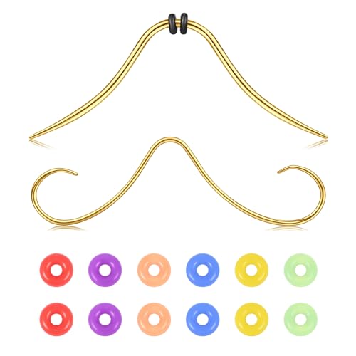 AVYRING 16G Schnurrbart Septum Ring, 316L Edelstahl Septum Ringe, Septum Piercing Hänger mit farbigen DIY Gummiringen, Septum Piercing Schmuck für Männer Frauen, Gold von AVYRING
