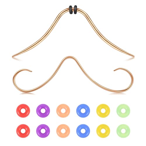 AVYRING 16G Schnurrbart Septum Ring, 316L Edelstahl Septum Ringe, Septum Piercing Hänger mit farbigen DIY Gummiringen, Septum Piercing Schmuck für Männer Frauen, Roségold von AVYRING