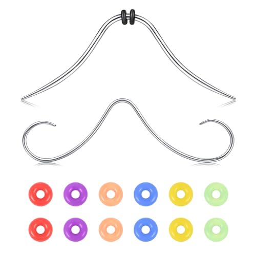 AVYRING 16G Schnurrbart Septum Ring, 316L Edelstahl Septum Ringe, Septum Piercing Hänger mit farbigen DIY Gummiringen, Septum Piercing Schmuck für Männer Frauen, Silber von AVYRING
