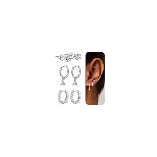 AVYRING 3 Paare Sterling Silber Stecker Ohrringe für Damen, Tropfenförmige Diamant Ohrringe Stacks Zierliche Kleine Stecker Huggie Hoop Ohrringe Set für Mehrere Piercings AVYRING 3 Paare Sterling Silber Stecker Ohrringe für Damen, Tropfenförmige Diamant Ohrringe Stacks Zierliche Kleine Stecker Huggie Hoop Ohrringe Set für Mehrere Piercings von AVYRING