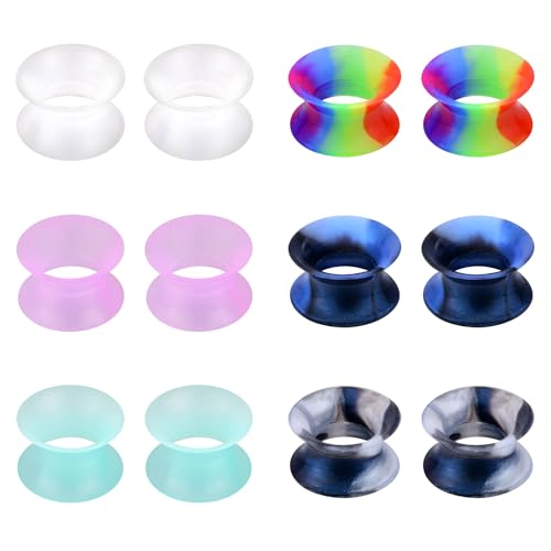 AVYRING 6Paar 16mm Ohr Tunnel Plug Piercing Schmuck, Ohrentunnel Strecker Mehrfarbiger Extra Soft Silikon Ohrpiercing Schmuck Für Frauen Männer von AVYRING