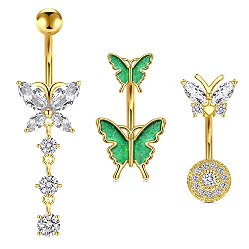 AVYRING Bauchnabelpiercing Schmetterling Anhänger 10MM 14G Chirurgenstahl Damen Nabelpiercing Bauchnabel Piercing Belly Gold AVYRING Bauchnabelpiercing Schmetterling Anhänger 10MM 14G Chirurgenstahl Damen Nabelpiercing Bauchnabel Piercing Belly Gold von AVYRING