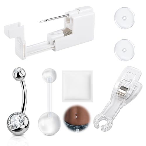 AVYRING Bauchnabelpiercing Set, 14G Einweg-Selbststech Bauchnabel Piercing, Professionelles Körper Piercing Set mit Titan-Schmuck für Damen & Herren von AVYRING