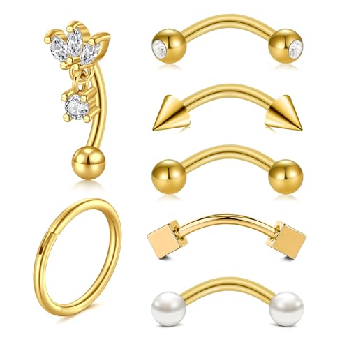 AVYRING Gold Rook Piercing Studs - 16G Edelstahl Ohrschmuck für Damen mit modernen Designs für Conch, Helix, Cartilage Earrings von AVYRING