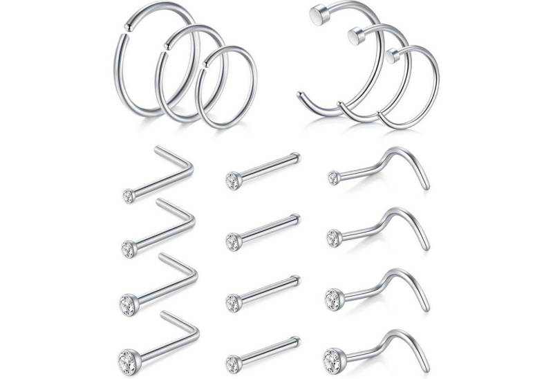 AVYRING Nasenpiercing-Set Nasenpiercing Set Chirurgenstahl Zirkonia Gold 20G 12 Stück von AVYRING