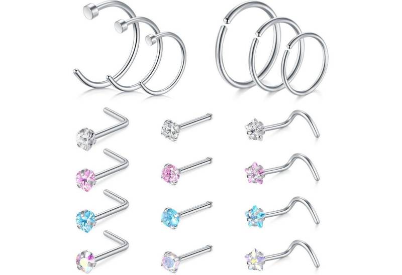 AVYRING Nasenpiercing-Set Silber Nasenpiercing Set Chirurgenstahl Zirkonia 22G 20G 18G Piercing AVYRING Nasenpiercing-Set Silber Nasenpiercing Set Chirurgenstahl Zirkonia 22G 20G 18G Piercing von AVYRING
