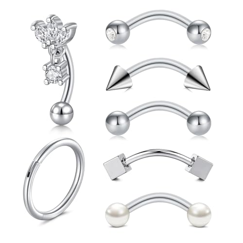 AVYRING Silber Rook Piercing Studs - 16G Edelstahl Ohrschmuck für Damen mit modernen Designs für Conch, Helix, Cartilage Earrings von AVYRING