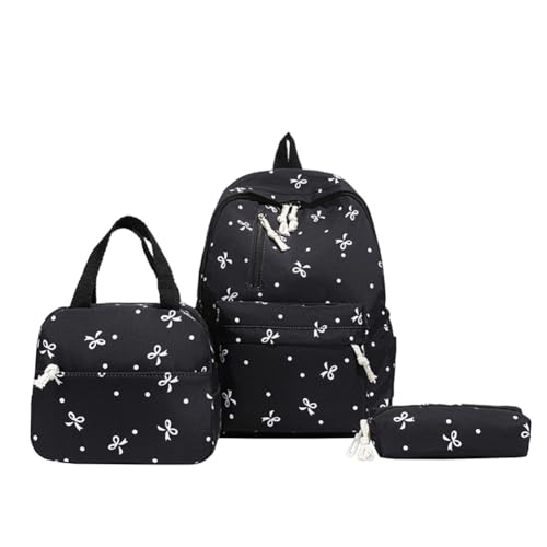 3-teiliges Rucksack-Set mit Schleifenmuster for Mädchen, Ästhetische Schultasche mit Handtasche und Federmäppchen, Kawaii Preppy Rucksack for Teenager Mädchen Grundschule Mittel- und Oberschule Reise von AVZYARDY