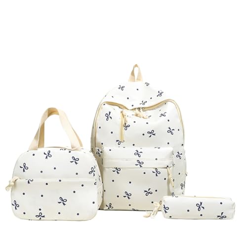 3-teiliges Rucksack-Set mit Schleifenmuster for Mädchen, Ästhetische Schultasche mit Handtasche und Federmäppchen, Kawaii Preppy Rucksack for Teenager Mädchen Grundschule Mittel- und Oberschule Reise von AVZYARDY