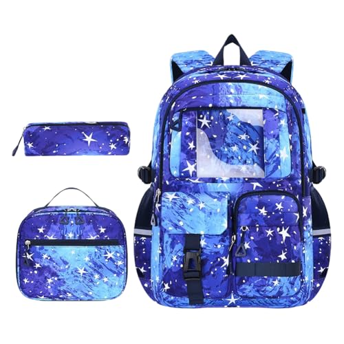 AVZYARDY 3pcs/Set Children Rucksack Fashion School Bookbag for Grundschule (blau) von AVZYARDY
