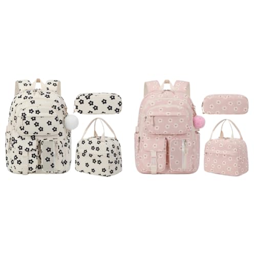 AVZYARDY 3pcs Strawberry Cute Girl Rucksäcke mit Lunch -Taschen -Bleistiftkoffer for Teenager -Mädchen von AVZYARDY