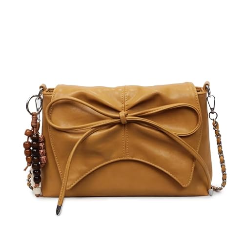 AVZYARDY Bogenknoten Umhängetasche PU Handtasche Mode Clutch for Frauen Mädchen Damen (gelb) von AVZYARDY