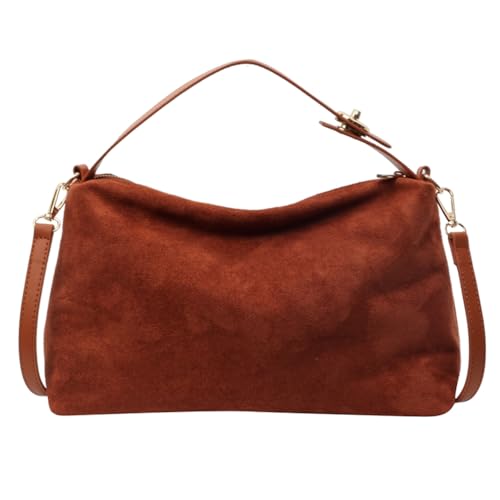 AVZYARDY Damen-Umhängetasche aus Wildleder, verstellbarer Riemen, Handtasche mit Innentasche, Umhängetasche mit Reißverschluss, Clutch for Geschäftsreisen von AVZYARDY