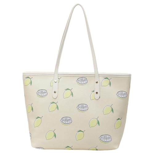 AVZYARDY Frauen Leder Obst -Umhängetasche Großer Einkaufstasche Top Grifftasche (gelbe Zitrone) von AVZYARDY