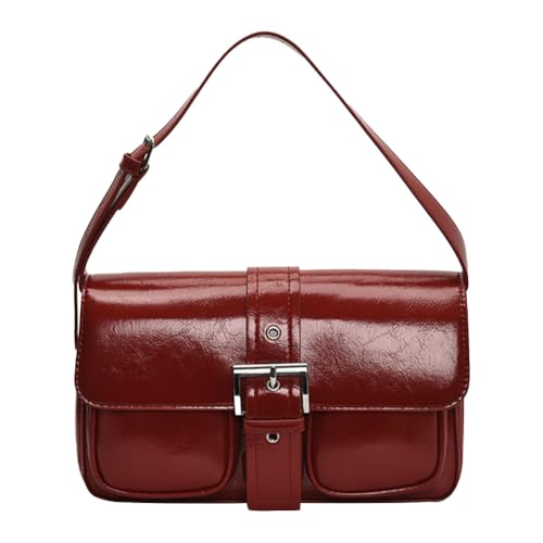 AVZYARDY Frauen-Leder-Umhängetasche mit Multi-Pockets Trendy Tasche for den täglichen Gebrauch (rot) von AVZYARDY