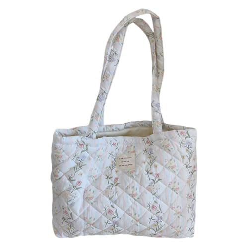 AVZYARDY Frauen gesteppt Diamantgitter Handtasche große Kapazität Stilvoller Pendlertasche Leichte gepolsterte Einkaufstasche Baumwolle Chic Hobo Tasche von AVZYARDY