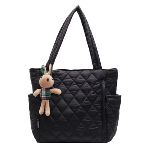 AVZYARDY Frauen gesteppte Diamantgitterhandtasche große Kapazität Mode Umhängetasche mit niedlichen Anhängern gepolsterte Einkaufsbilder geschwollene Tasche Handtasche von AVZYARDY