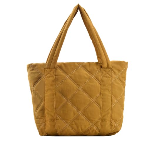 AVZYARDY Gepolsterte Damen-Umhängetasche, großes Fassungsvermögen, Diamantgitter-Tasche, einfarbig, gepolsterte Tasche mit Tragegriff oben, stilvolle Einkaufstasche von AVZYARDY