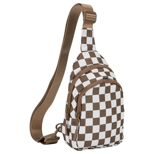 AVZYARDY Karierte Schlinge for Frauen Crossbody Chest -Tasche Daily Fanny Packs Geldbörse (braun) von AVZYARDY