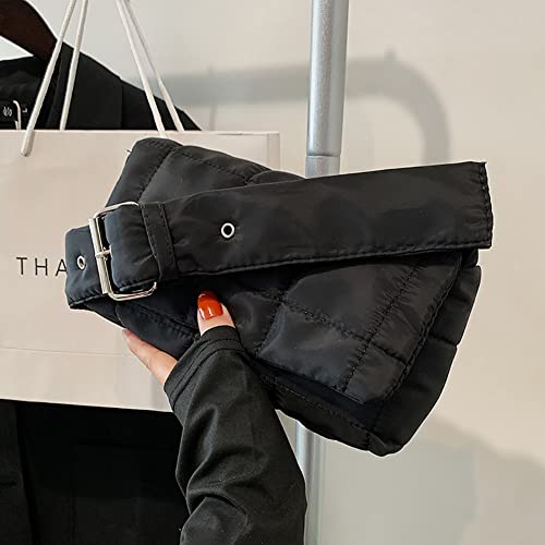 AVZYARDY Mode Frauen Nylon Schulter Tasche Freizeit Design Raum Gepolsterte Umhängetasche Elegante Einfarbige Handtasche von AVZYARDY