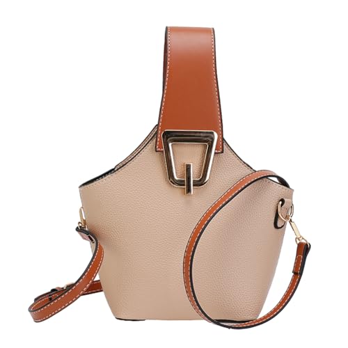 AVZYARDY PU Leder Casual Eimer Beutel Kontrastfarbe Umhängetasche Arbeit Schlinge (Khaki) von AVZYARDY