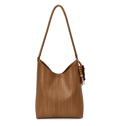 AVZYARDY PU-Leder Retro Shopper mit Anhänger – Schlichte Schultertasche mit großem Fassungsvermögen, gewebtes Muster, Freizeit Shopper mit passender Geldbörse von AVZYARDY