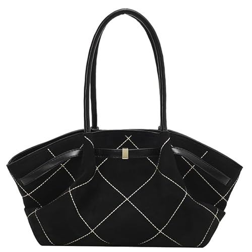 AVZYARDY Retro Plaid -Tasche große Wildleder -Achselbeutel Handtasche for Frauen (schwarz) von AVZYARDY