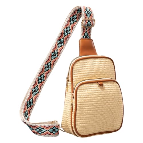 AVZYARDY Stroh Bum Bag for Frauen, gewebter Fanny Pack Taillenbeutel mit verstellbarem Riemen, Kleiner Crossbody -Brustbeutel for Telefonbrieftasche, ideal for Sommerreisen täglich Gebrauch von AVZYARDY