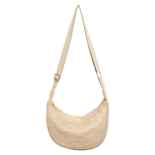 AVZYARDY Umhängetasche Damen Halbmond Tasche Schultertasche Crossbody Bag Hobo Tote Bag Große Strandtasche for den Sommer Verstellbarer Riemen Stroh gewebte Halbmondförmige Umhängetasche von AVZYARDY