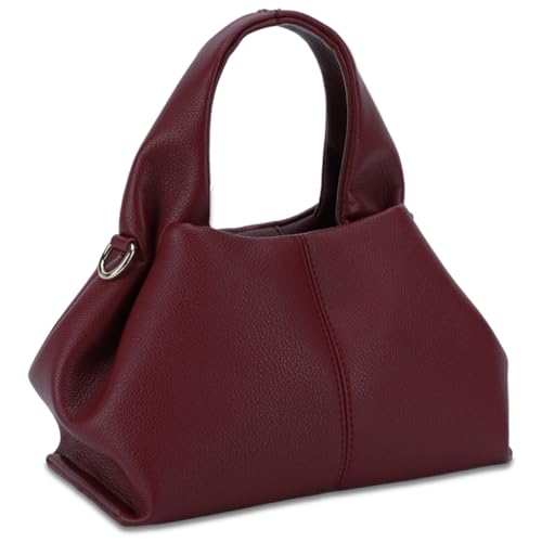 Dumpling Clutch Geldbörse, einfarbig, modische Handtasche mit abnehmbarem Riemen, Retro-Umhängetasche, PU-Leder, Henkeltasche for Damen von AVZYARDY