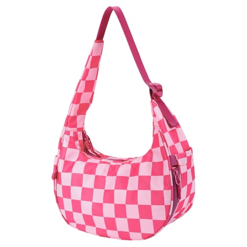 Schachbrett Retro Handtasche Casual Averarm Bag PUSS Umhängetasche (Rosenrot) von AVZYARDY