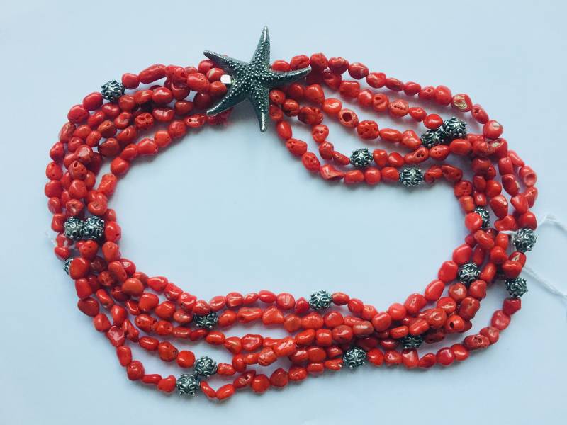 Rote Koralle Halskette 925 Silver Star Mediterran Mit Poliertem Finish Rote Koralle Halskette 925 Silver Star Mediterran Mit Poliertem Finish von AVjewelsnapoli