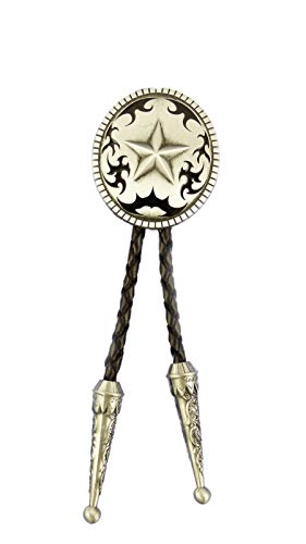 AW-Collection Bolo Tie Westernkrawatte Lone Star Lederkordel verstellbar mit Clip, 92, Silber von AW-Collection