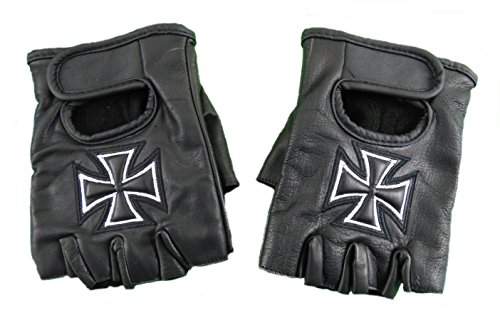 AW-Collection Fingerlose Handschuhe Eisernes Kreuz aus echtem Leder schwarz m-2xl (M) von AW-Collection
