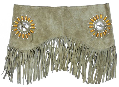 AW-Collection Fransengürtel Gürtel Westerngürtel Wildleder beige S - 3XL Concha Line Dance (xxxl) von AW-Collection