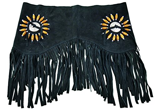AW-Collection Fransengürtel Gürtel Westerngürtel Wildleder schwarz S - 3XL Concha Line Dance (2XL) von AW-Collection