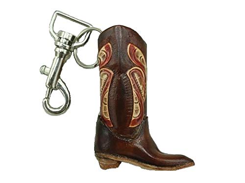 AW-Collection Schlüsselanhänger Schlüsselring mit Karabiner Cowboystiefel echt Leder Handarbeit, Braun, 7,5 x 5,5 cm von AW-Collection