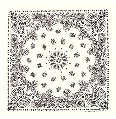 AW-Collection Weiß Paisley Bandana - Made in USA, Biker, Motorrad, Country Line Dance von AW-Collection