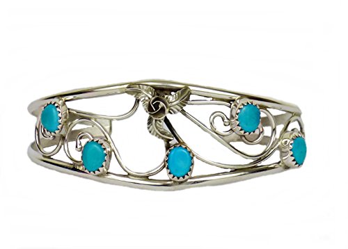 Armreif Armspange Indianerschmuck 925er Sterling Silber 5 Türkise Handarbeit Navajo Indianer von AW-Collection