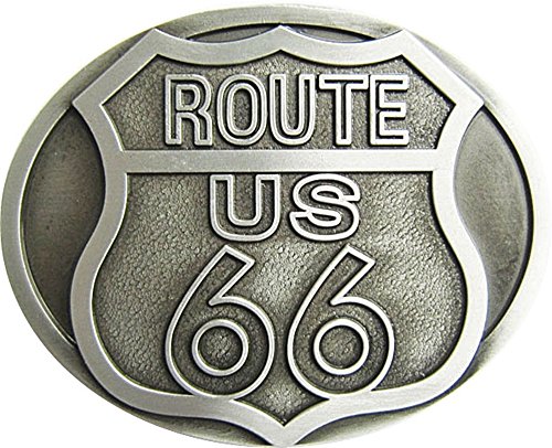 Gürtelschnalle Buckle Gürtelschließe Route 66 Harley für Wechselgürtel silber von AW-Collection