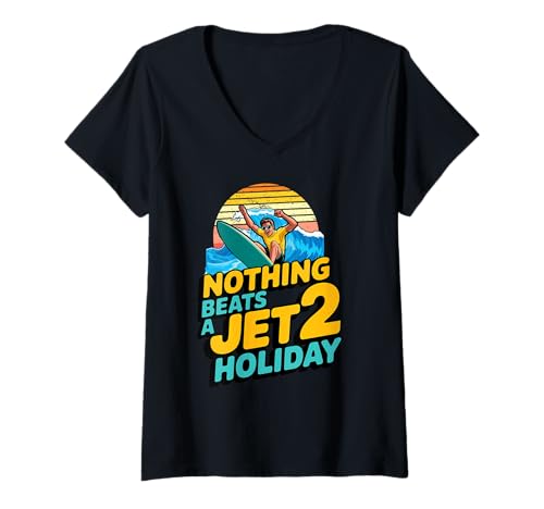 Damen Nichts geht über ein Jet 2 Holiday, lustiges Sommerdesign T-Shirt mit V-Ausschnitt Damen Nichts geht über ein Jet 2 Holiday, lustiges Sommerdesign T-Shirt mit V-Ausschnitt von AW2 DESIGNS